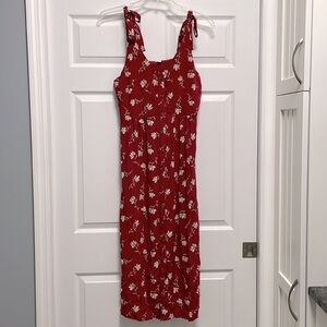 Dip Flower Button Up Adjustable Tie Shoulder Viscose Sundress NWT‎ - Medium